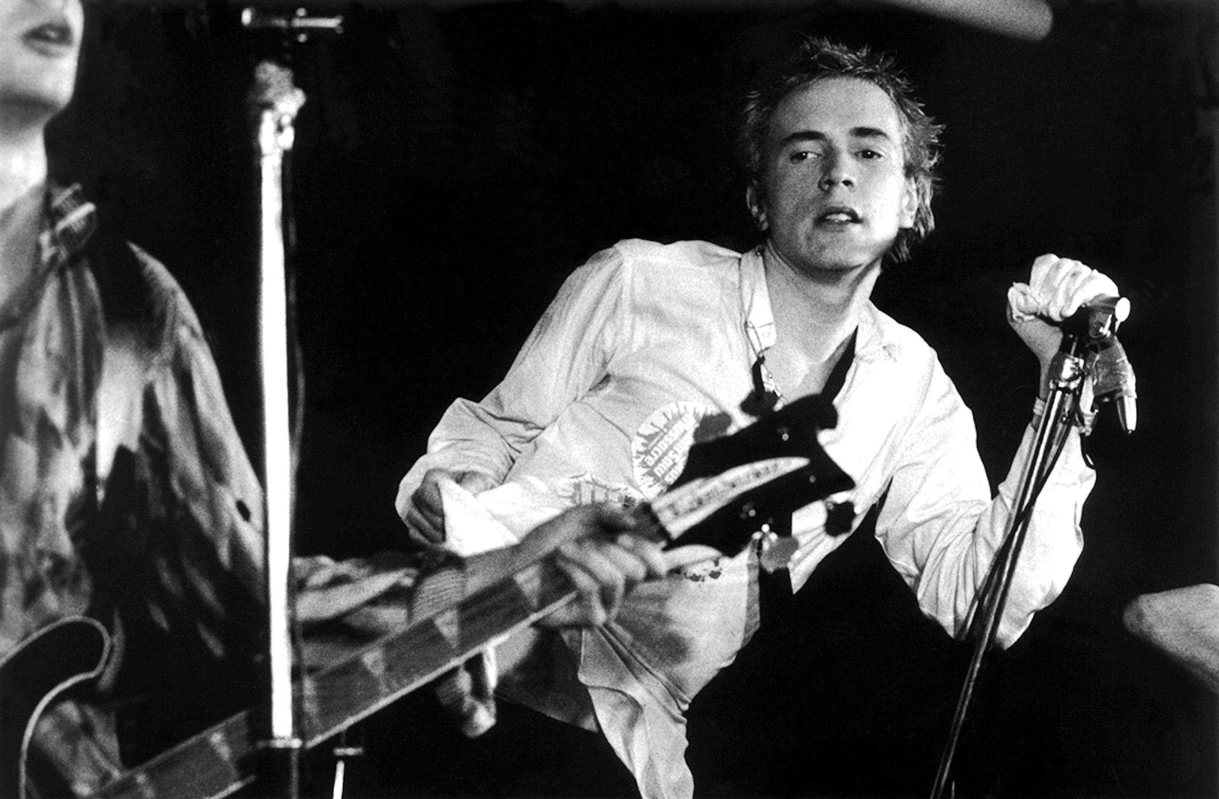 Johnny Rotten and the Sex Pistols at London’s Notre Dame Hall (now Leicester Square Theatre), November 15, 1976. Photo by Ian Dickson/Redferns.